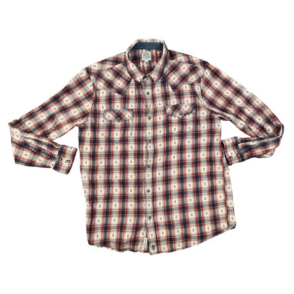 Moon Shine Men’s Large Red Pearl Snap‎ Long Sleeve Shirt - Picture 1 of 7